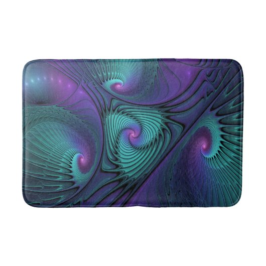 Paars ontmoet Turquoise modern abstract Fractal Ar Badmat (Voorkant)