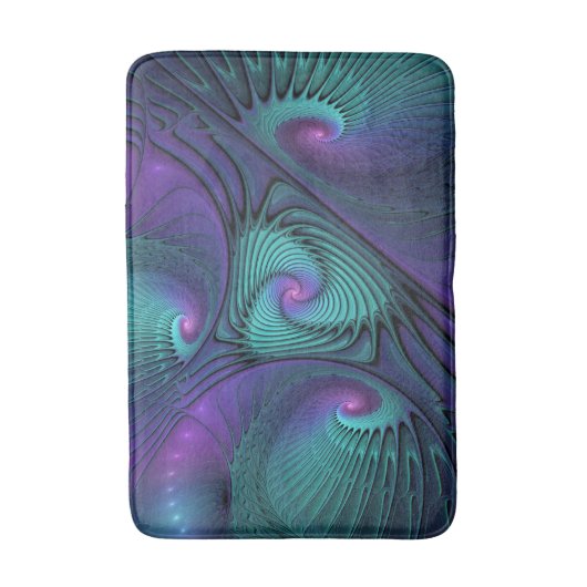 Paars ontmoet Turquoise modern abstract Fractal Ar Badmat (Voorkant Verticaal)