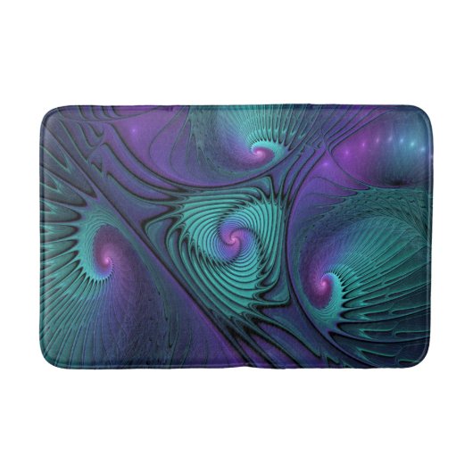 Paars ontmoet Turquoise modern abstract Fractal Ar Badmat (Voorkant)