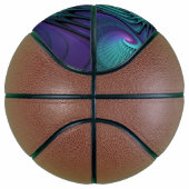 Paars ontmoet Turquoise Modern Abstract Fractal Ar Basketbal (Rechts)