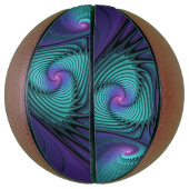 Paars ontmoet Turquoise Modern Abstract Fractal Ar Basketbal (Verticaal)
