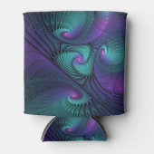 Paars ontmoet Turquoise Modern Abstract Fractal Ar Blikjeskoeler (Voorkant)
