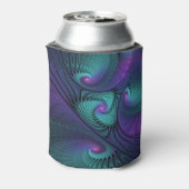 Paars ontmoet Turquoise Modern Abstract Fractal Ar Blikjeskoeler (Blikje Achterkant)