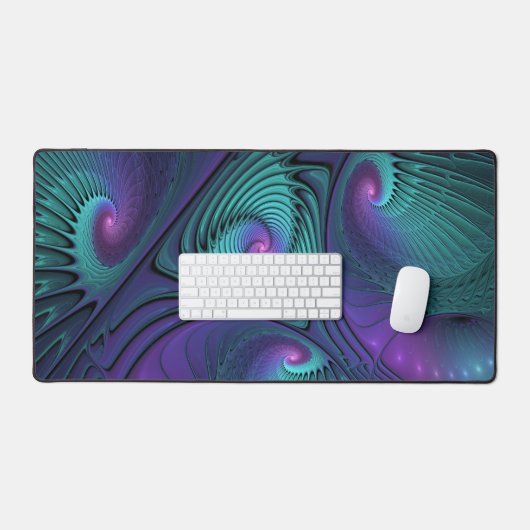 Paars ontmoet Turquoise modern abstract Fractal Ar Bureaumat (Keyboard & Muis)