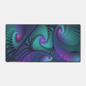 Paars ontmoet Turquoise modern abstract Fractal Ar Bureaumat (Voorkant)