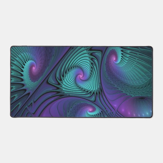Paars ontmoet Turquoise modern abstract Fractal Ar Bureaumat (Voorkant)