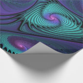 Paars ontmoet Turquoise modern abstract Fractal Ar Cadeaupapier (Hoek)