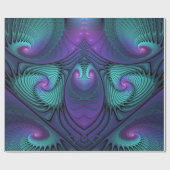 Paars ontmoet Turquoise modern abstract Fractal Ar Cadeaupapier (Vlak)