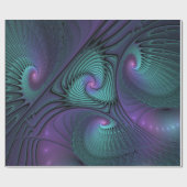 Paars ontmoet Turquoise modern abstract Fractal Ar Cadeaupapier (Vlak)