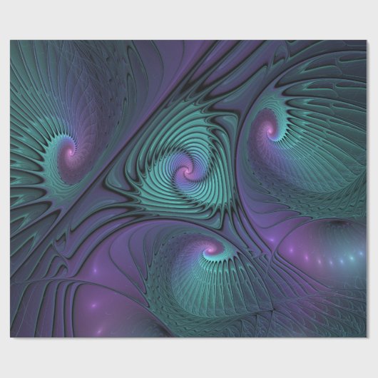 Paars ontmoet Turquoise modern abstract Fractal Ar Cadeaupapier (Vlak)