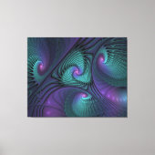 Paars ontmoet Turquoise modern abstract Fractal Ar Canvas Afdruk (Voorkant)