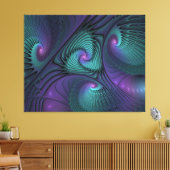 Paars ontmoet Turquoise modern abstract Fractal Ar Canvas Afdruk (Insitu (Woonkamer))