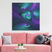 Paars ontmoet Turquoise modern abstract Fractal Ar Canvas Afdruk (Insitu (Woonkamer))