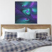 Paars ontmoet Turquoise modern abstract Fractal Ar Canvas Afdruk (Insitu (Slaapkamer))