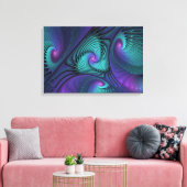 Paars ontmoet Turquoise modern abstract Fractal Ar Canvas Afdruk (Insitu (Woonkamer))