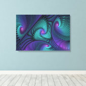 Paars ontmoet Turquoise modern abstract Fractal Ar Canvas Afdruk (Insitu (Houten vloer))