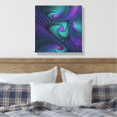 Paars ontmoet Turquoise modern abstract Fractal Ar Canvas Afdruk (Insitu (Slaapkamer))