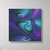 Paars ontmoet Turquoise modern abstract Fractal Ar Canvas Afdruk (Voorkant)