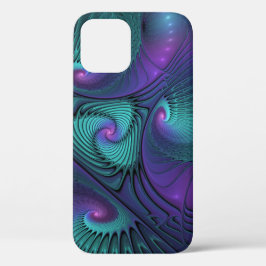 Paars ontmoet Turquoise Modern Abstract Fractal Ar Case-Mate iPhone Case