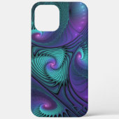Paars ontmoet Turquoise Modern Abstract Fractal Ar Case-Mate iPhone Case (Achterkant)