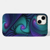 Paars ontmoet Turquoise Modern Abstract Fractal Ar Case-Mate iPhone Case (Achterkant (horizontaal))
