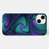 Paars ontmoet Turquoise Modern Abstract Fractal Ar Case-Mate iPhone Case (Achterkant (horizontaal))