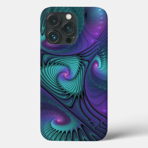 Paars ontmoet Turquoise Modern Abstract Fractal Ar Case-Mate iPhone Case