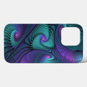 Paars ontmoet Turquoise Modern Abstract Fractal Ar Case-Mate iPhone Case (Achterkant (horizontaal))