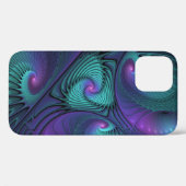 Paars ontmoet Turquoise Modern Abstract Fractal Ar Case-Mate iPhone Case (Achterkant (horizontaal))