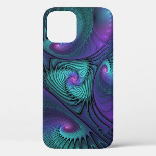 Paars ontmoet Turquoise Modern Abstract Fractal Ar Case-Mate iPhone Case