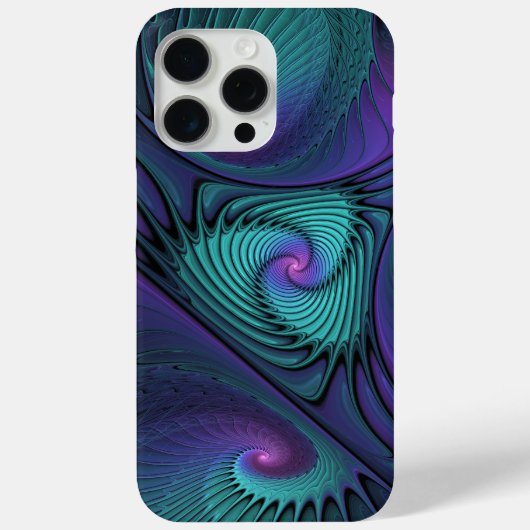 Paars ontmoet Turquoise Modern Abstract Fractal Ar Case-Mate iPhone Case (Achterkant)