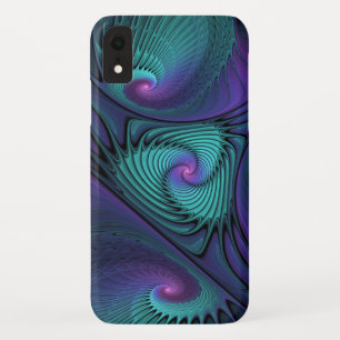Paars ontmoet Turquoise modern abstract Fractal Ar Case-Mate iPhone Case