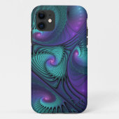 Paars ontmoet Turquoise Modern Abstract Fractal Ar Case-Mate iPhone Case (Achterkant)