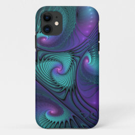 Paars ontmoet Turquoise Modern Abstract Fractal Ar Case-Mate iPhone Case