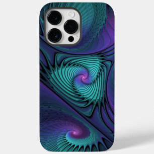 Paars ontmoet Turquoise Modern Abstract Fractal Ar Case-Mate iPhone 14 Pro Max Hoesje