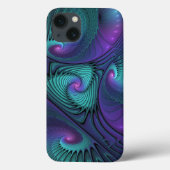Paars ontmoet Turquoise Modern Abstract Fractal Ar Case-Mate iPhone Case (Achterkant)