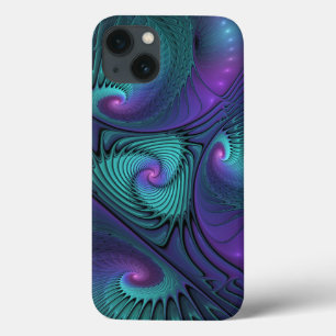 Paars ontmoet Turquoise modern abstract Fractal Ar Case-Mate iPhone Case