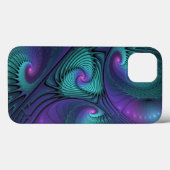 Paars ontmoet Turquoise modern abstract Fractal Ar Case-Mate iPhone Case (Achterkant (horizontaal))