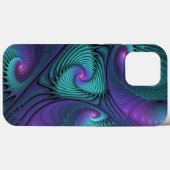 Paars ontmoet Turquoise Modern Abstract Fractal Ar Case-Mate iPhone Case (Achterkant (horizontaal))