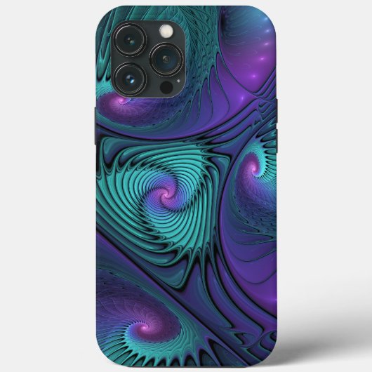 Paars ontmoet Turquoise Modern Abstract Fractal Ar Case-Mate iPhone Case (Achterkant)
