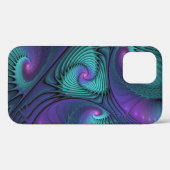 Paars ontmoet Turquoise Modern Abstract Fractal Ar Case-Mate iPhone Case (Achterkant (horizontaal))