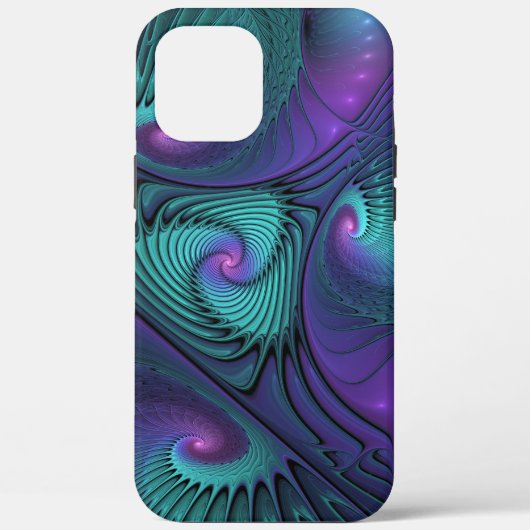 Paars ontmoet Turquoise Modern Abstract Fractal Ar Case-Mate iPhone Case (Achterkant)