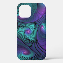Paars ontmoet Turquoise Modern Abstract Fractal Ar Case-Mate iPhone Case