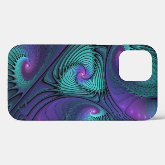Paars ontmoet Turquoise Modern Abstract Fractal Ar Case-Mate iPhone Case (Achterkant (horizontaal))