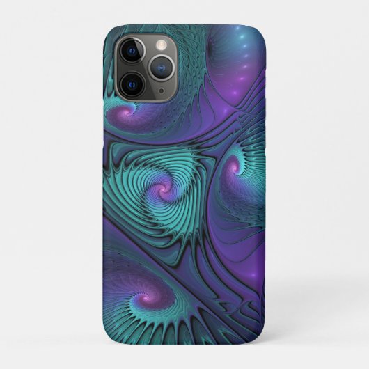 Paars ontmoet Turquoise Modern Abstract Fractal Ar Case-Mate iPhone Case (Achterkant)