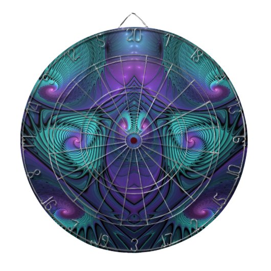 Paars ontmoet Turquoise modern abstract Fractal Ar Dartbord (Voorkant)