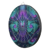 Paars ontmoet Turquoise modern abstract Fractal Ar Dartbord (Voorkant Rechts)