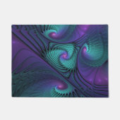 Paars ontmoet Turquoise Modern Abstract Fractal Ar Deurmat (Voorkant)