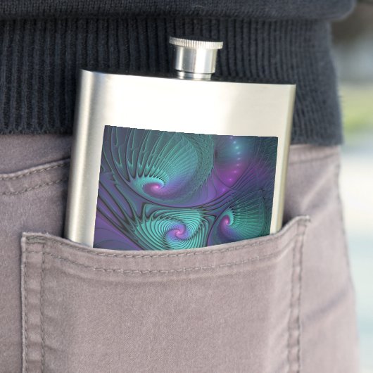 Paars ontmoet Turquoise Modern Abstract Fractal Ar Flacon (Voorbeeld)