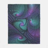Paars ontmoet Turquoise modern abstract Fractal Ar Fleece Deken (Voorkant)